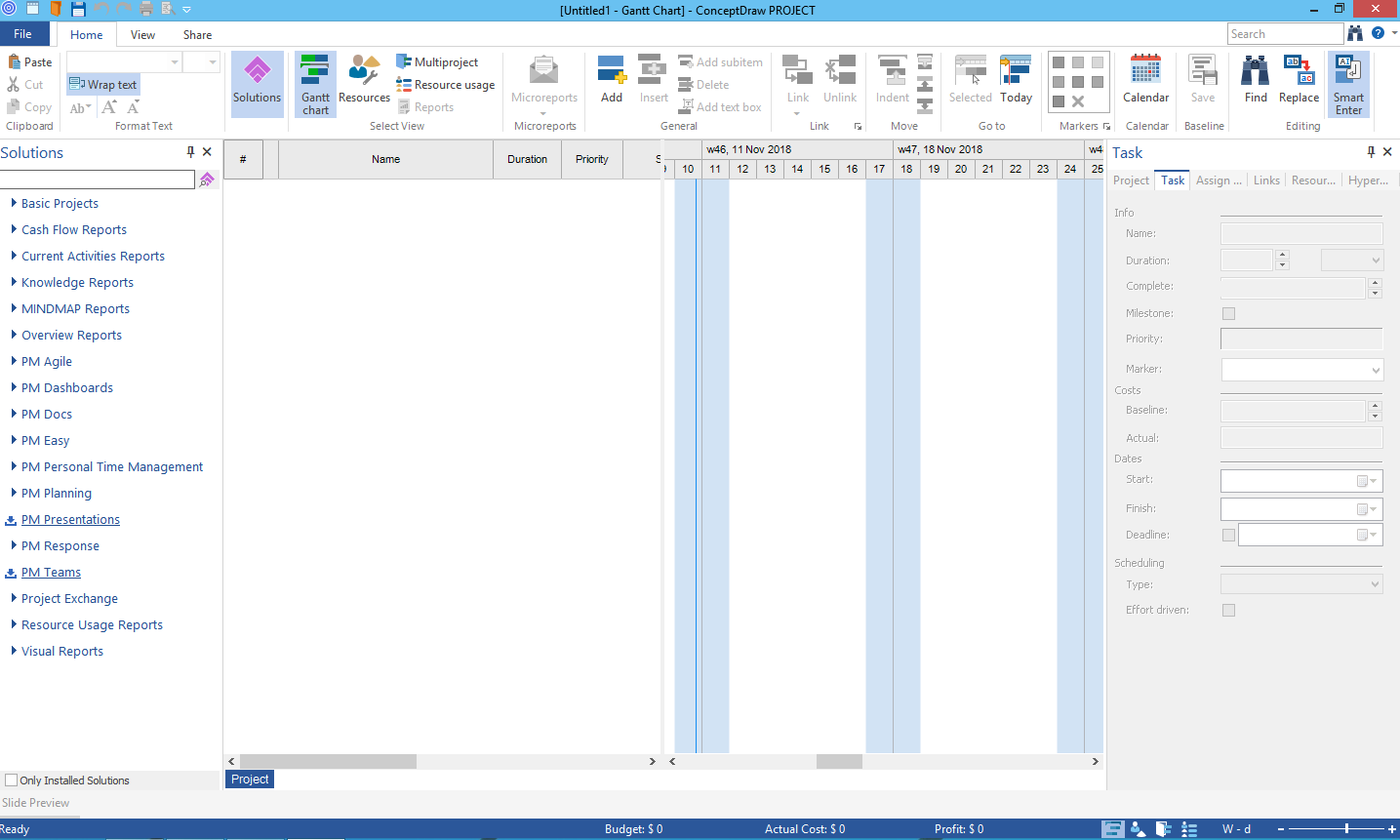 ConceptDraw Project main interface