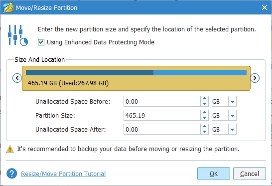 Move/Resize Partition