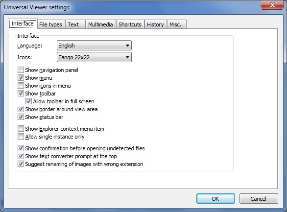 Universal Viewer Settings