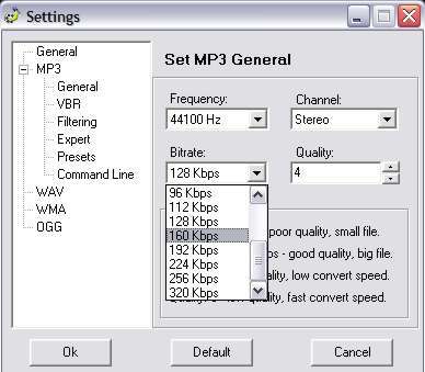 Mp3 settings