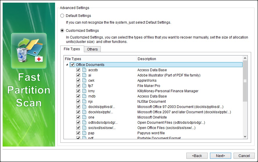 Fast Partition Scan Settings