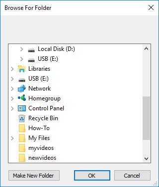 Selecting Destination Folder