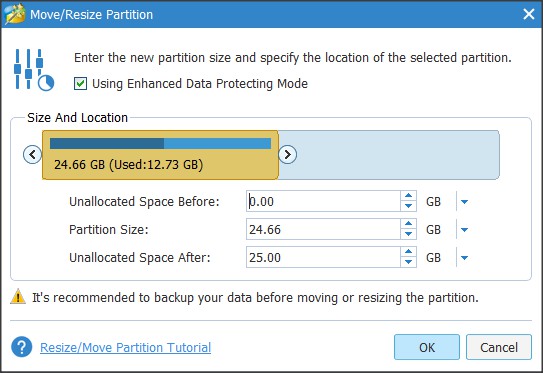 Move/Resize Partition Wizard