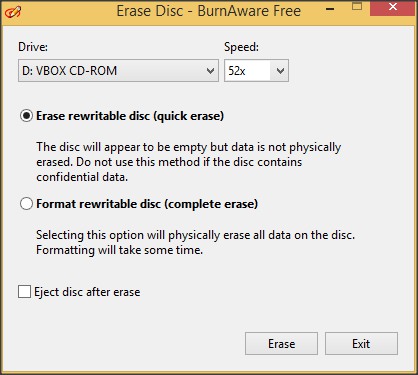 Erase Disc Tool