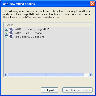 Load New Video Codecs