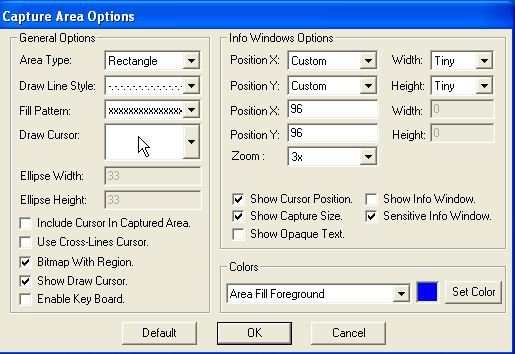 Capture area options