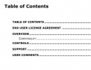 User's manual table of contents