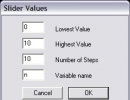 Slider values