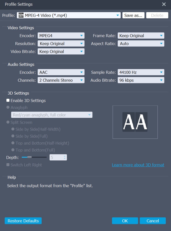 Profile Settings