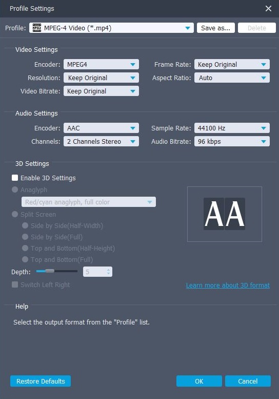 Profile Settings