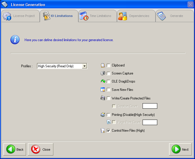 Defining Input-Output License Limiations