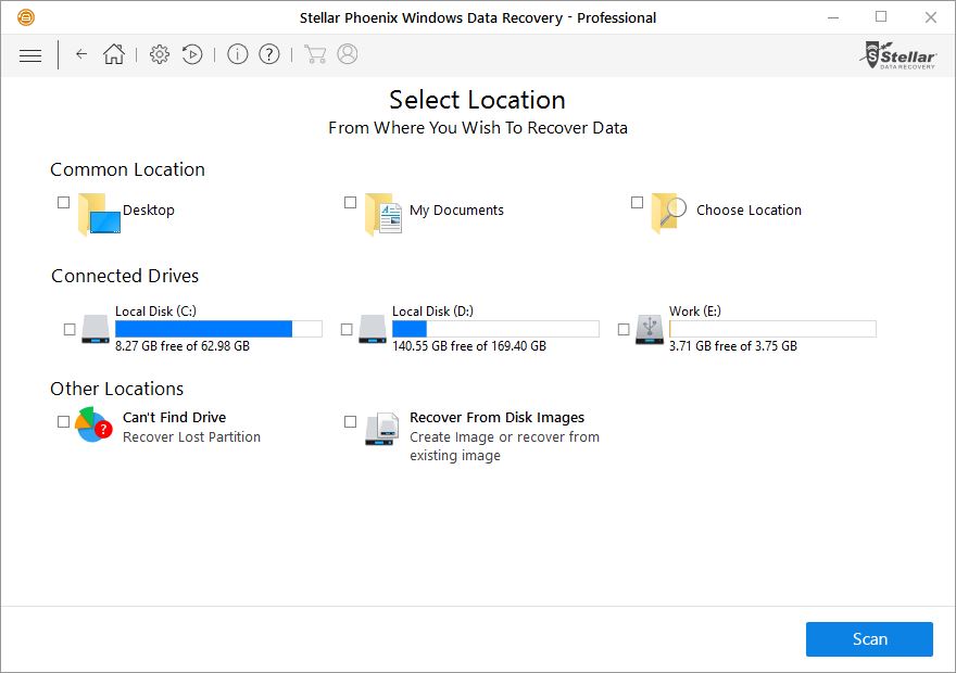 Selecting Scan Location