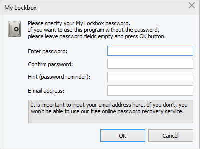 Setup Password Window