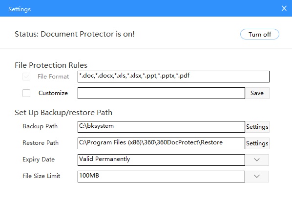 Settings Dialog