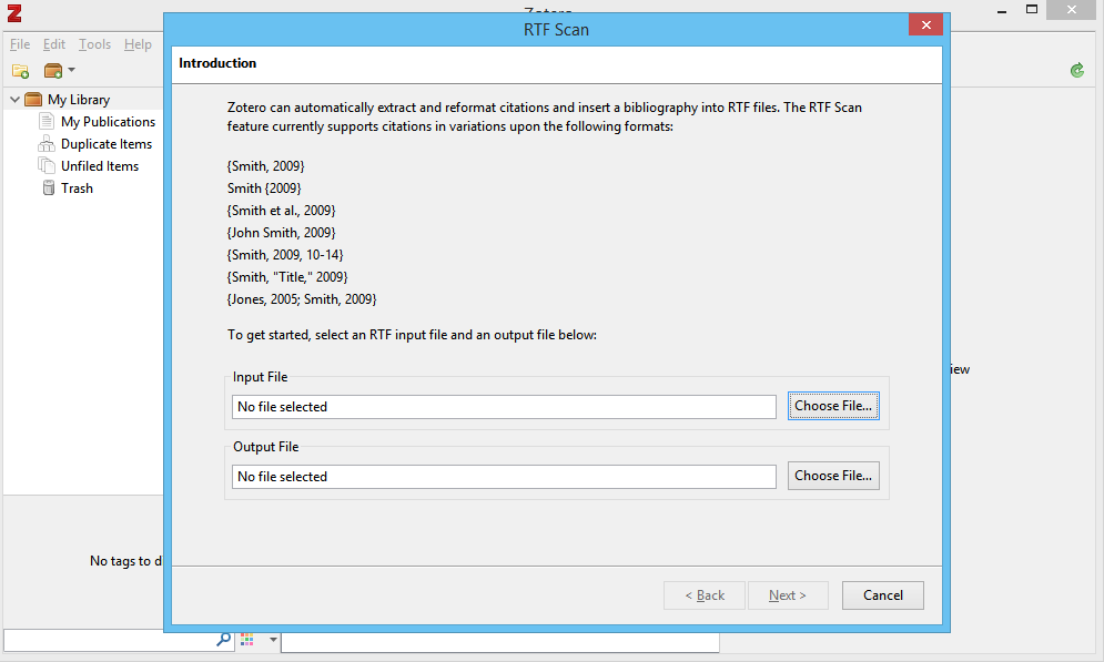 RTF Scan window