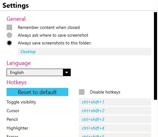 Settings Window