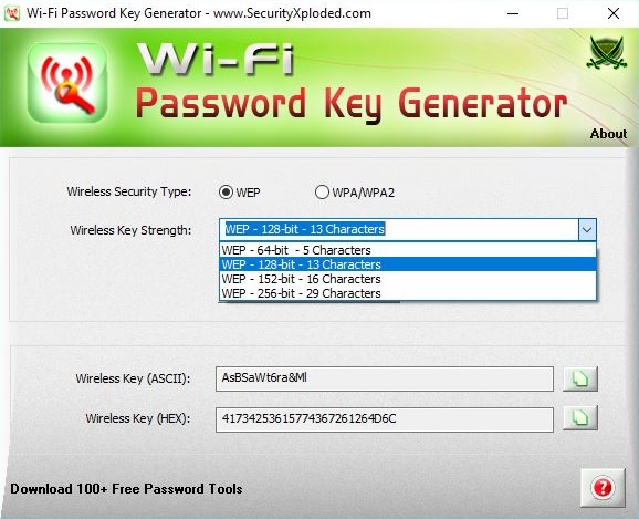 Selecting WEP Key Strength