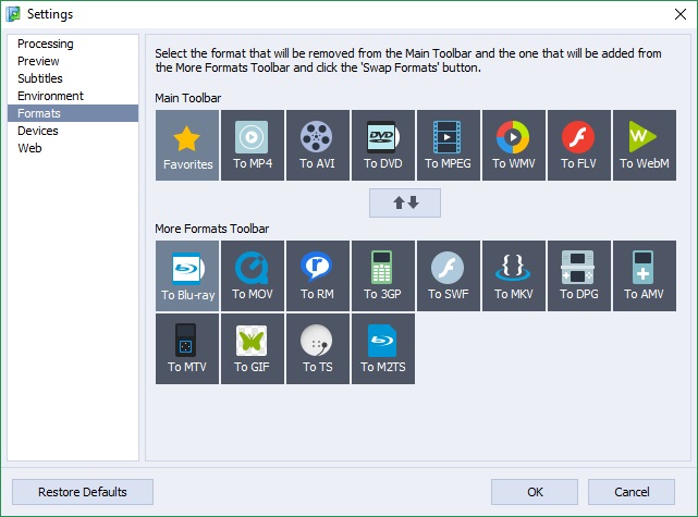 Formats Settings