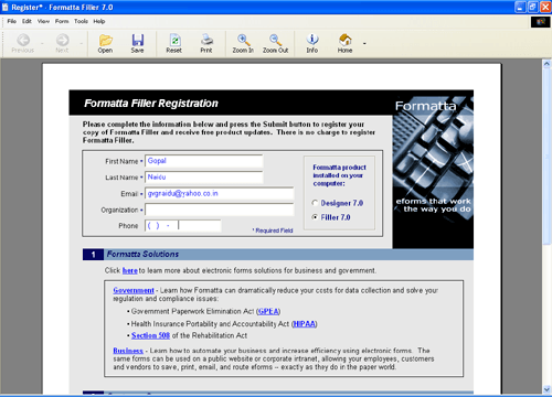 Registration Window