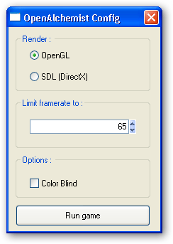 Configuration window