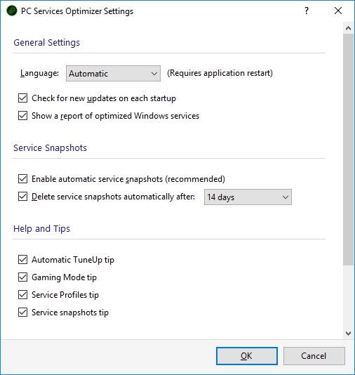 Settings Dialog