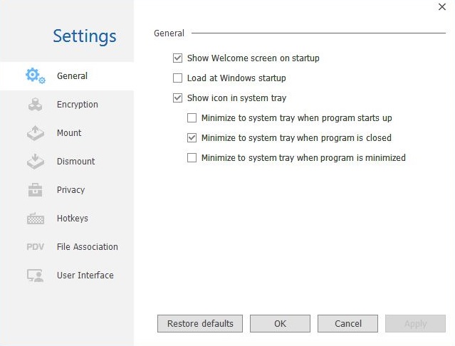 Settings Window