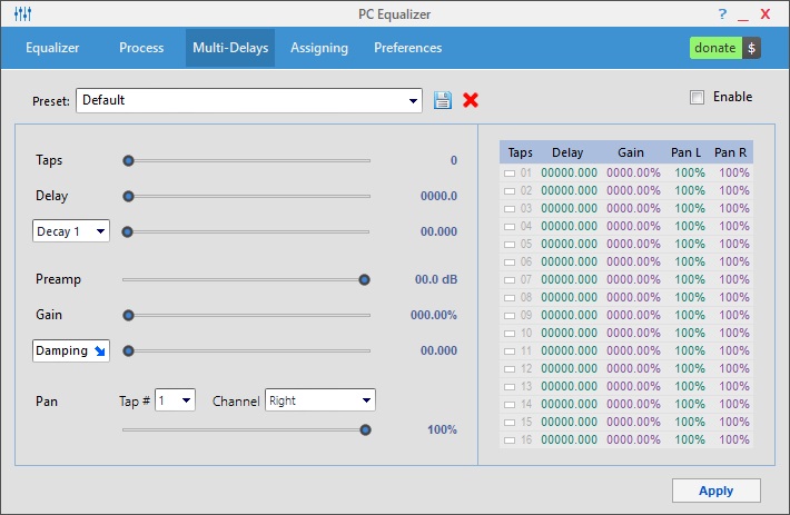 Multi-delay tab