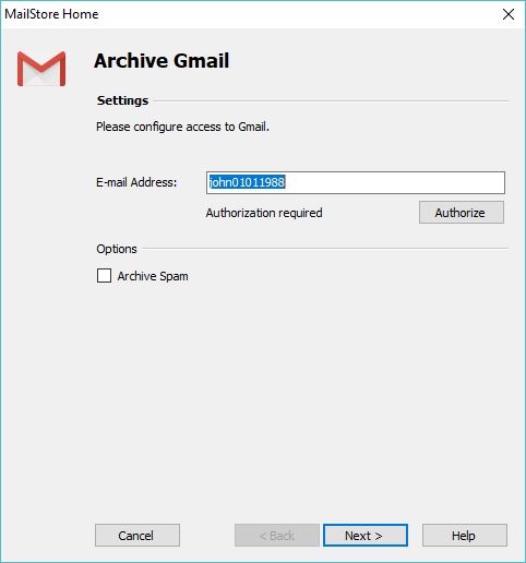 Entering Email Account Info