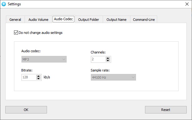 Audio Codec Settings