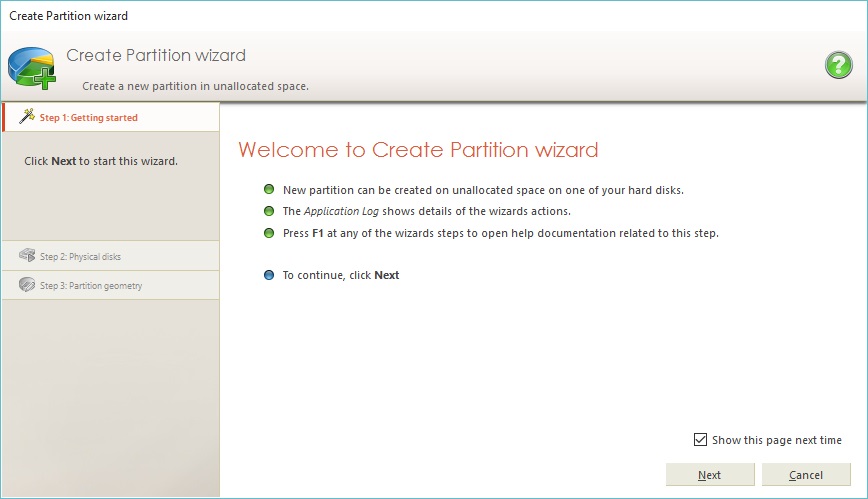 Create Partition Wizard