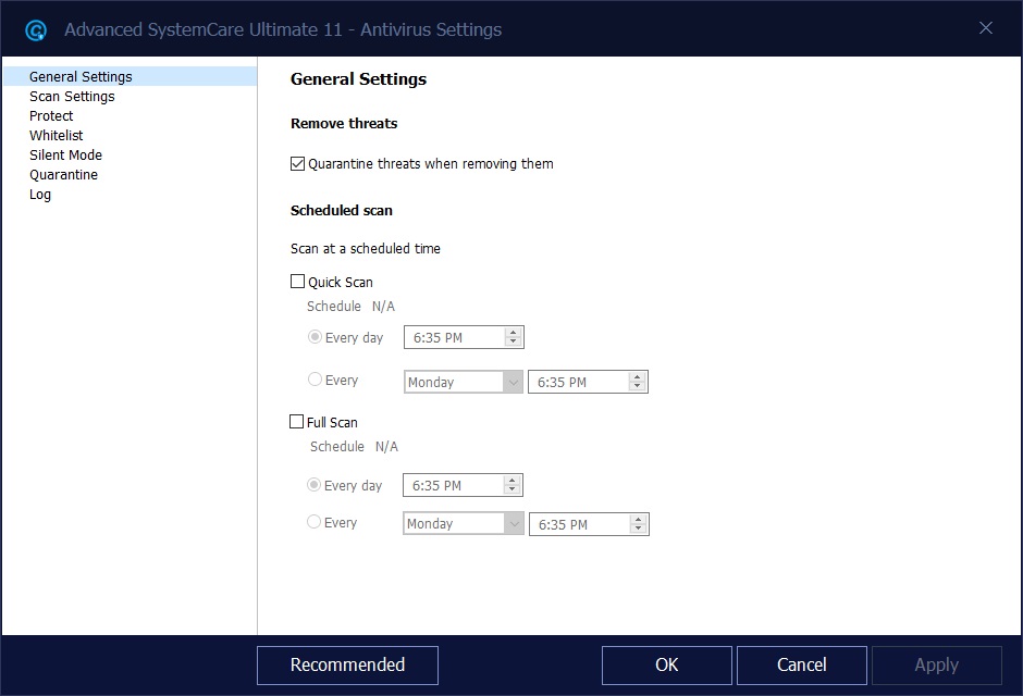 Anti-Virus Settings