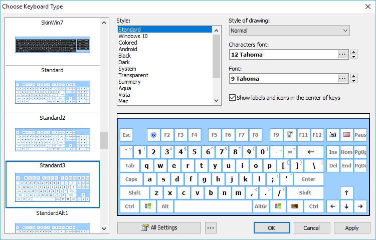 Choosing Keyboard Type