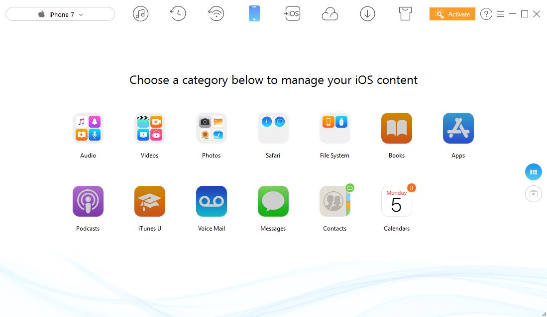 Selecting iOS File Category