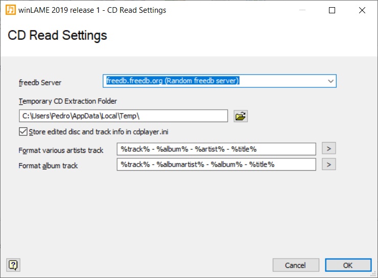 CD Read Settings