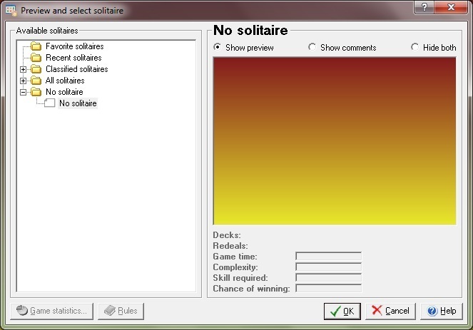 Preview and select solitaire