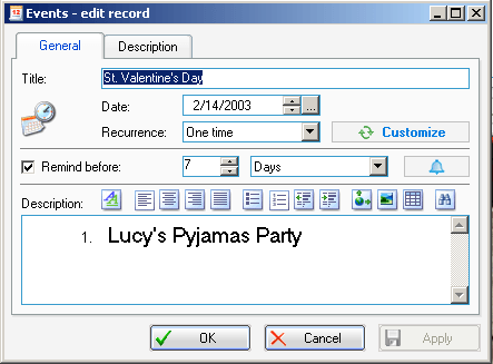 Events- Editing Records