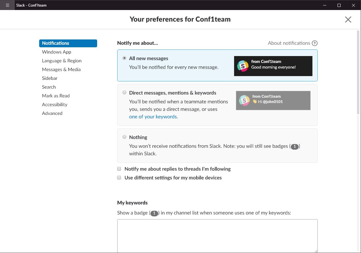 Configuring Workspace Settings