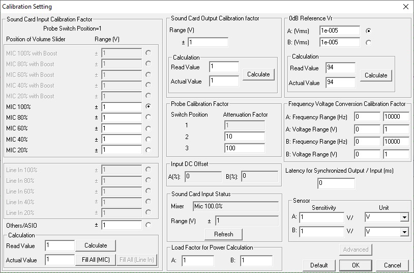 Calibration Settings