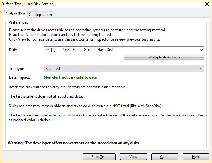 Surface Test Settings