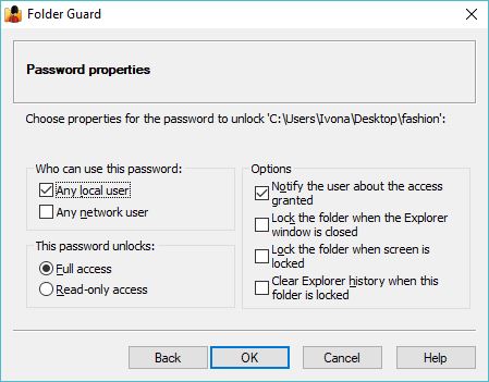 Configuring Folder Protection Settings