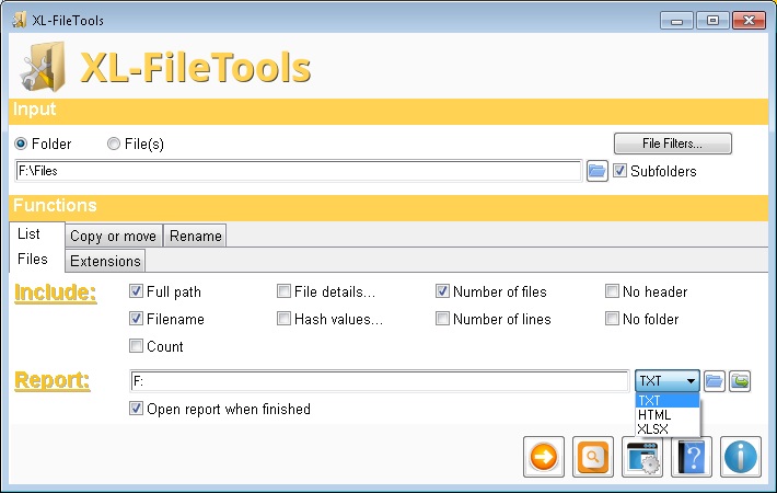 List Output Formats