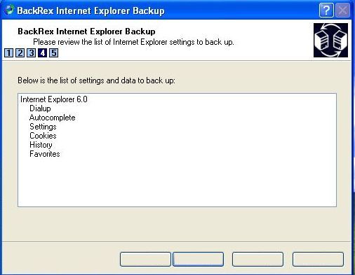 The list of settings to backup