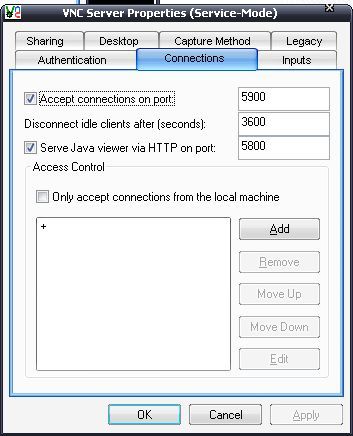 Port and connetcion settings