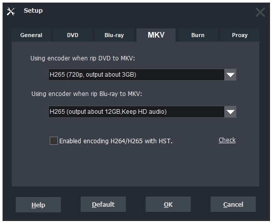 MKV setting