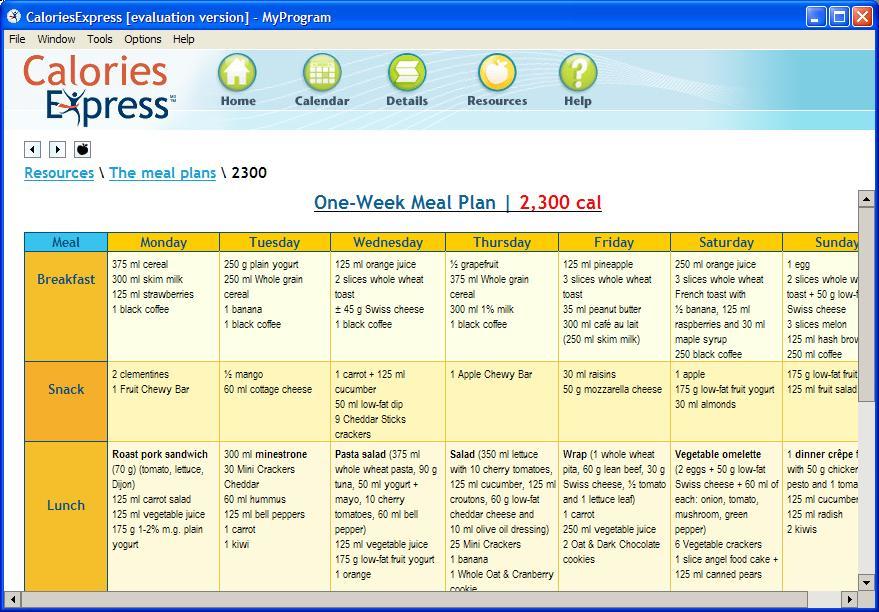 Extra Resources - Meal Plan