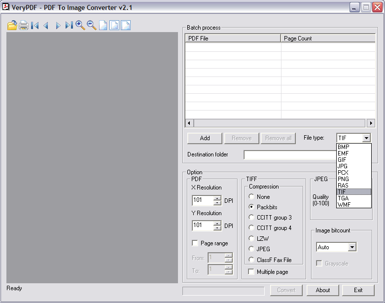 File type menu