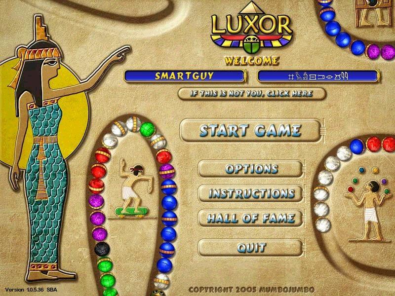 Luxor Main Menu