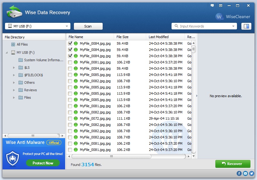 Select Files for Recovery