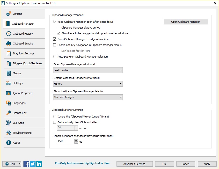 Clipboard Manager Tab