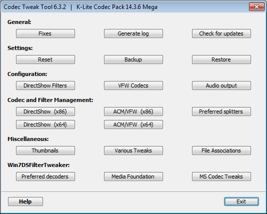 Codec Tweak Tool - Mega Codec Pack